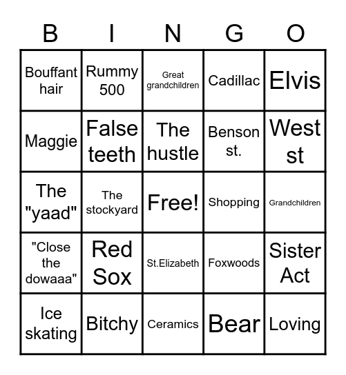 Jean's 85th Bingo Card