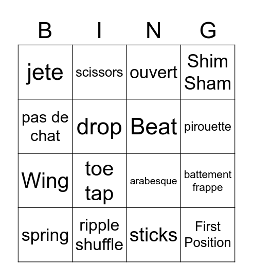 Dancing Bingo Card