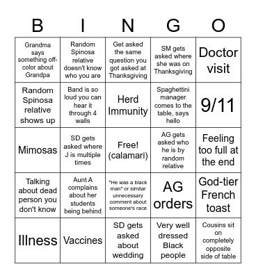 Brunch Bingo Card