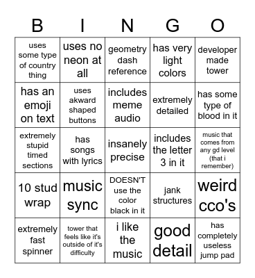 jtoh bingo Card