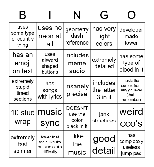 jtoh bingo Card