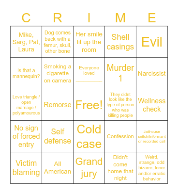 Crime 3 Bingo Card