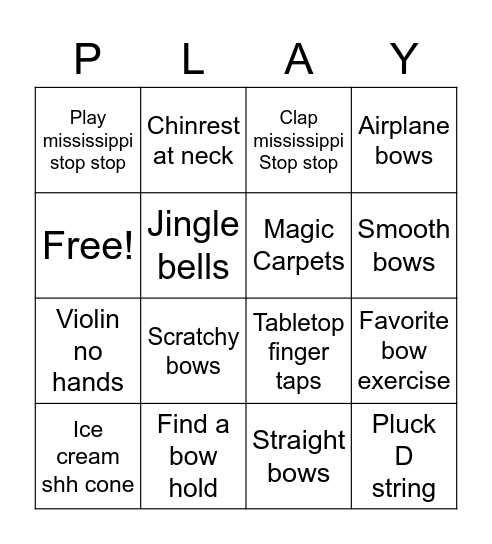 Violin Bingo Card