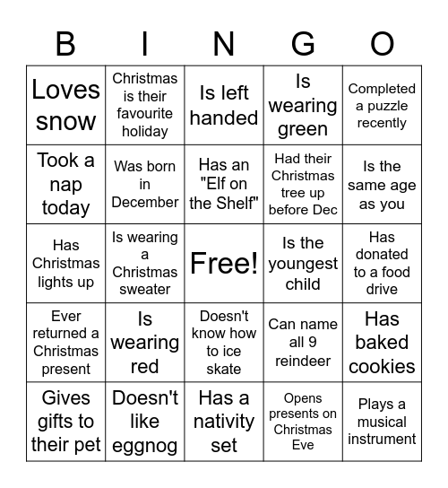 Find the Christmas guest! Bingo Card
