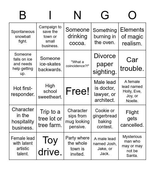 L&J's Holiday Movie Bingo Card