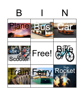 Transportation Bingo Card