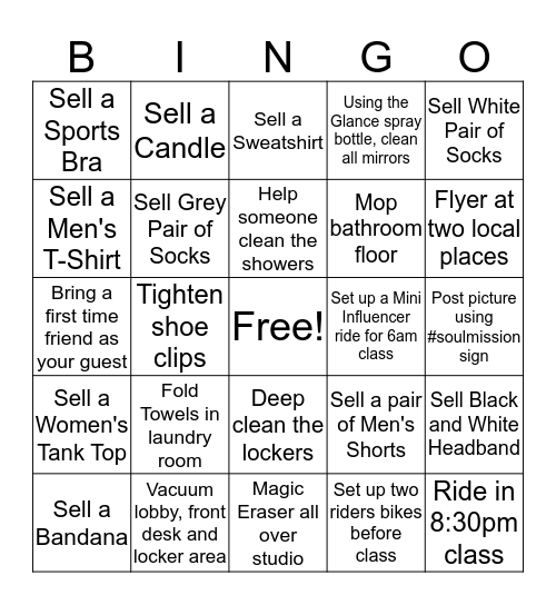 SOUL Bingo Card