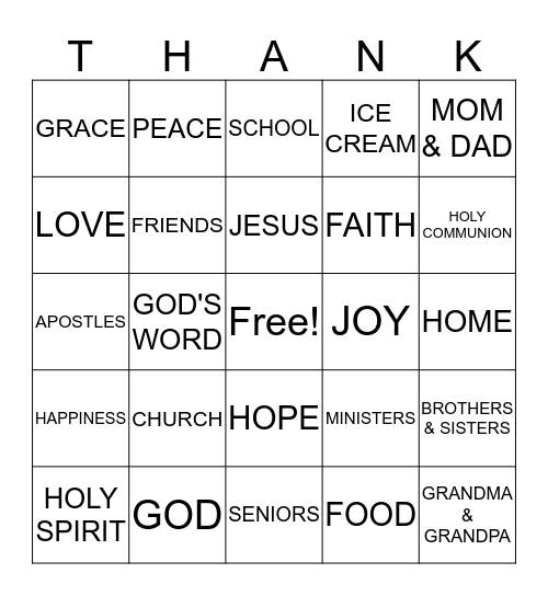 JOYFUL THANKSGIVING Bingo Card