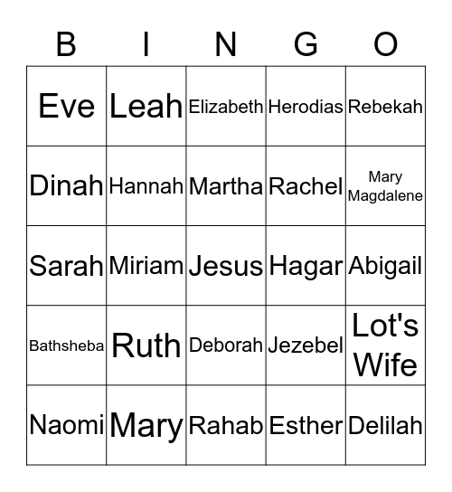 Women of the Bible Bingo Card