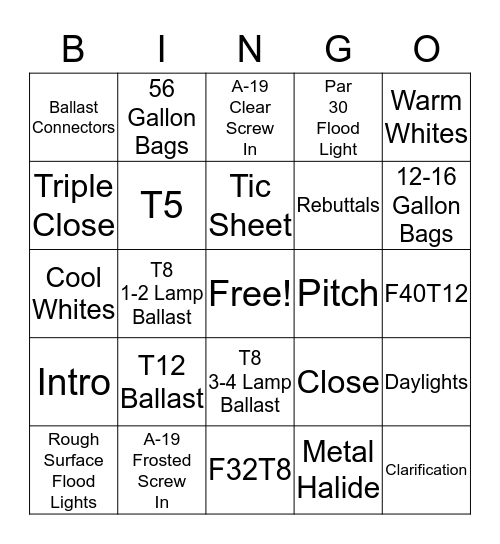 Bulber Bingo Card