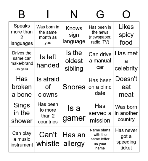 Institute Bingo!! Find Someone Who... Bingo Card