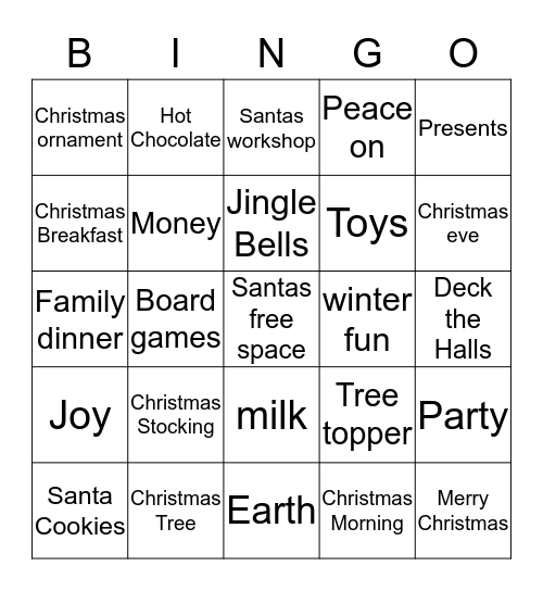 Christmas Bingo Card