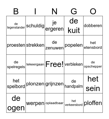 ZIT B eenheid 6 Bingo Card