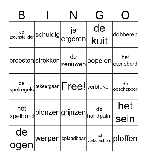 ZIT B eenheid 6 Bingo Card