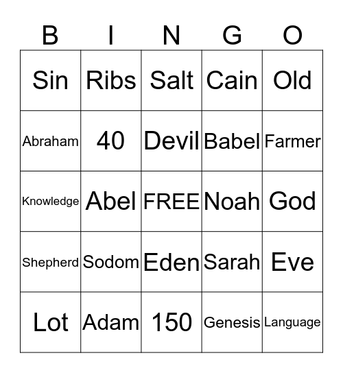 BIBLE BINGO Card