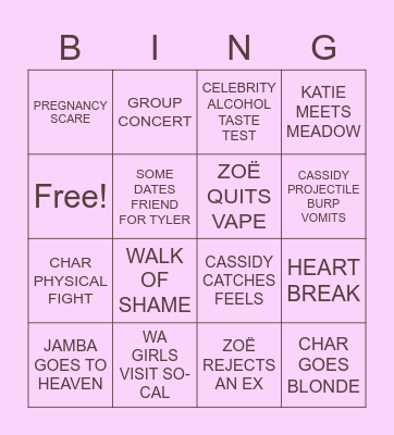 Year of the Psycho Girls Bingo Card