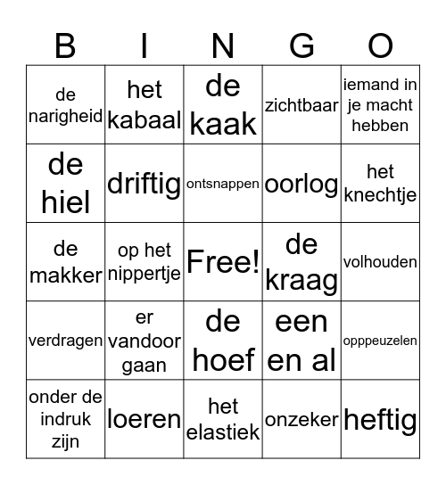 ZIT A eenheid 6 Bingo Card