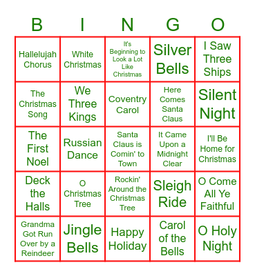 Name that Christmas Song Bingo Card