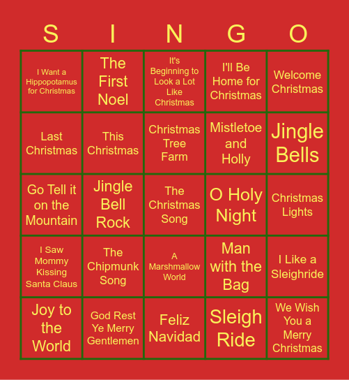 Christmas Bingo Card