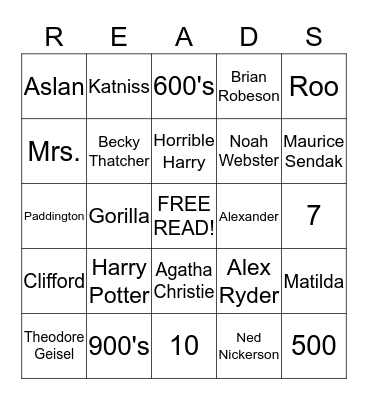 LIBRARY BINGO Card