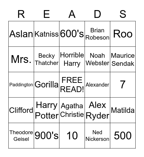 LIBRARY BINGO Card