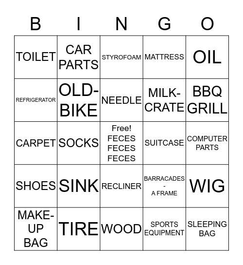 DPW  - Please write SR# in the squares Bingo Card