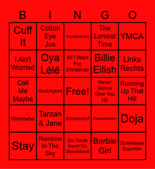 Muziek Bingo 2022 PGM Bingo Card