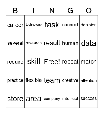 Q Skills Bingo Card