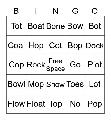 The Letter "O" Bingo Card
