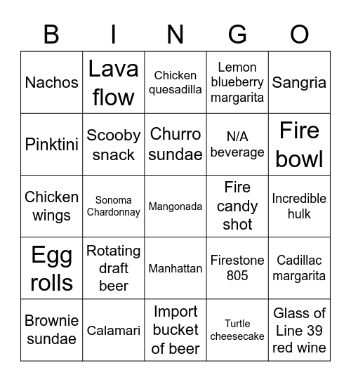 Fire + Ice Bingo Card
