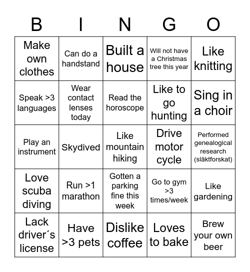 AFFIBODY'S CHRISTMAS PARTY Bingo Card
