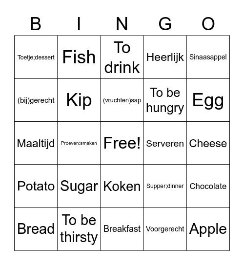 Bingo lesson 2.4 Bingo Card