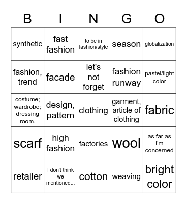 U2 ASD 3 y 4 Bingo Card