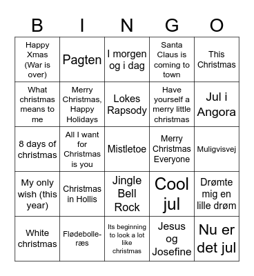 JULEMUSIK BANKO Bingo Card