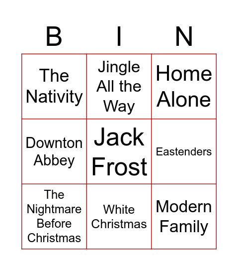 Round 1 - Films Bingo Card