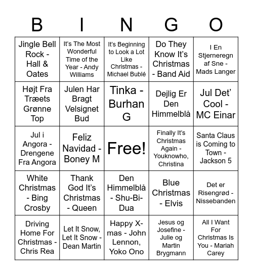 Falmes JuleBingo Card