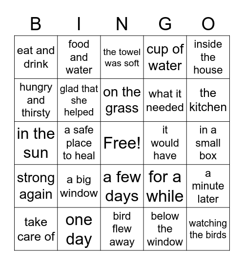 Phrases Bingo Card