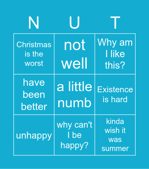 Seasonal Depression Bingo ✌️ Bingo Card