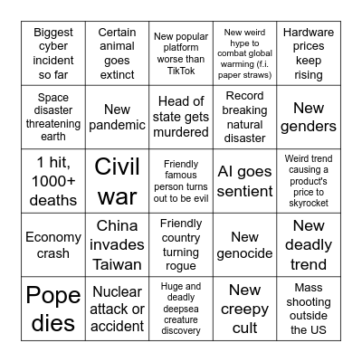 2023 disaster bingo Card