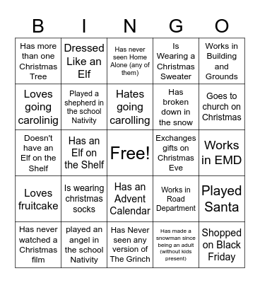 Christmas Icebreaker Bingo Card