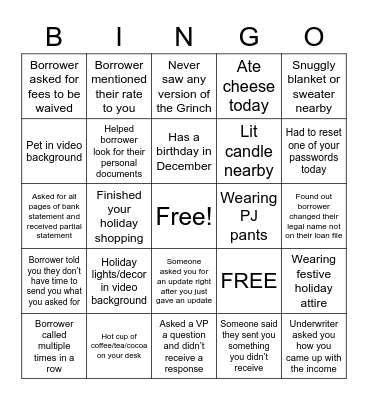 Holiday Bingo Card