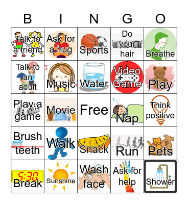 Coping Skills Bingo Card