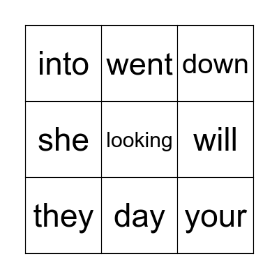 Sight Words -  D Bingo Card