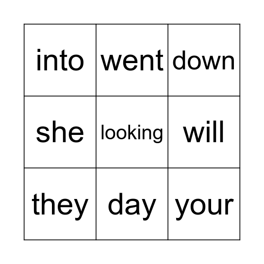 Sight Words -  D Bingo Card