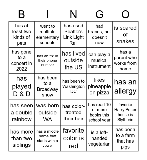 NOVA Bingo - Find a person who(se)... Bingo Card