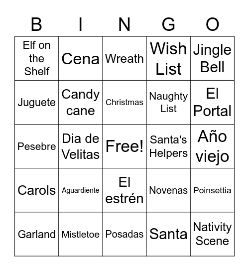 GAP Jingle Mingle Bingo 2022 Bingo Card