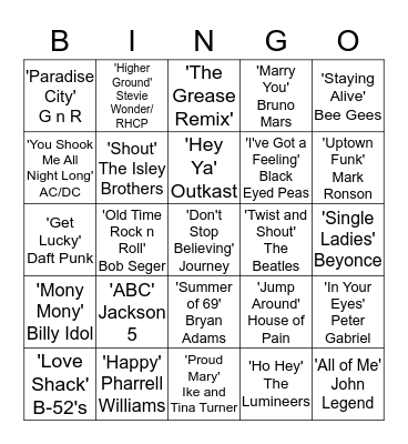 Wedding Bingo Card