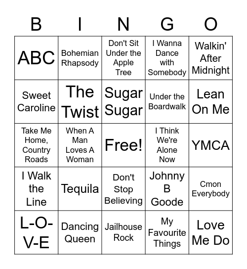 Music Bingo Card