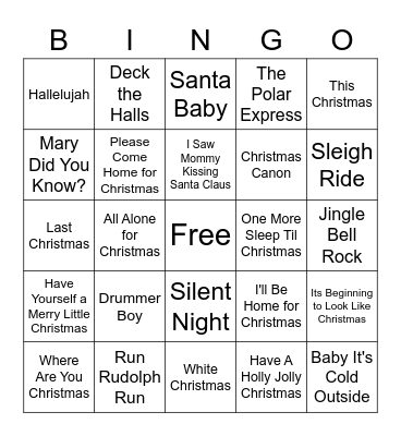 Christmas Singo Bingo Card