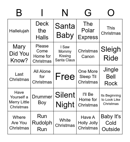 Christmas Singo Bingo Card